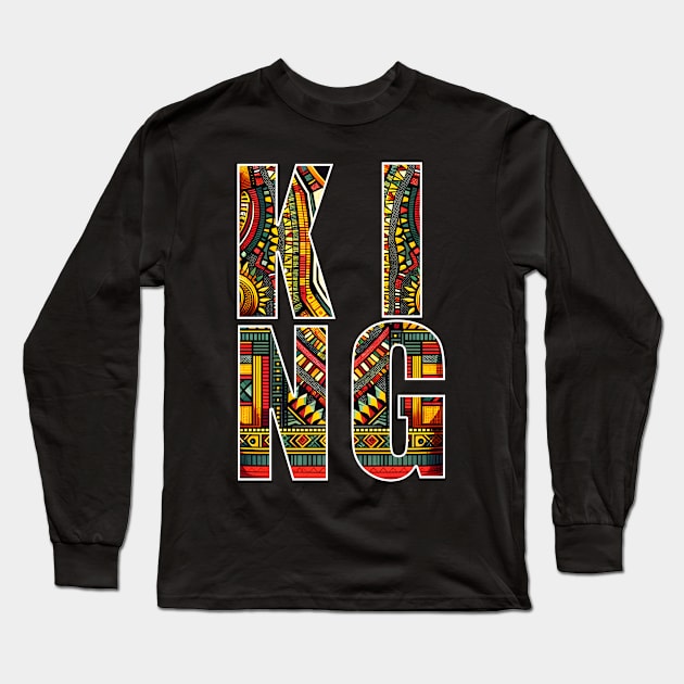 Melanin Black Pride Dashiki Pattern Afrocentric Long Sleeve T-Shirt by Merchweaver